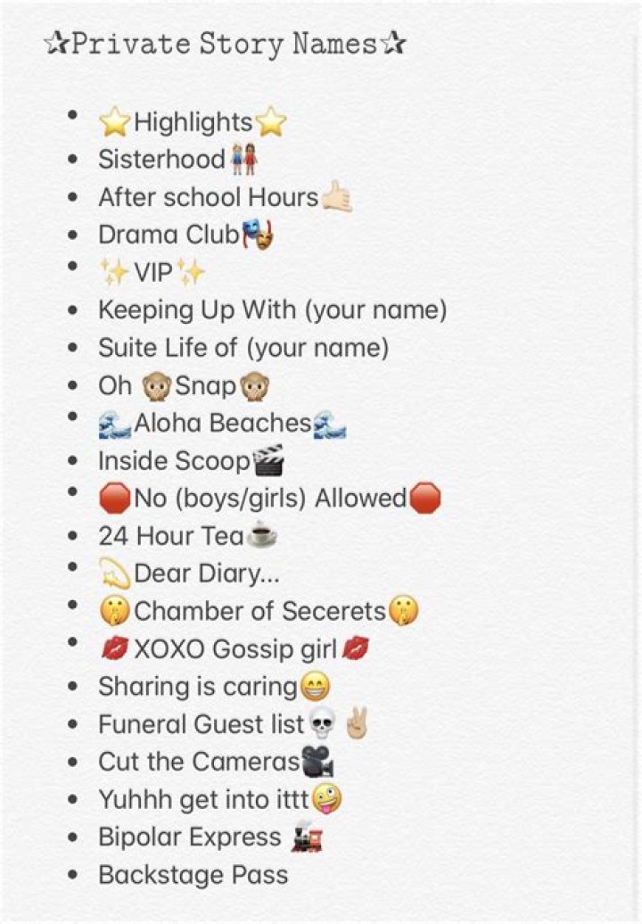 Cute Snap Story Names